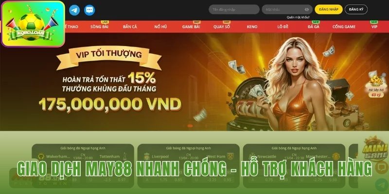 May88 đảm bảo giao dịch nhanh và hỗ trợ người dùng 24/7